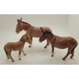 Three Beswick standing donkeys