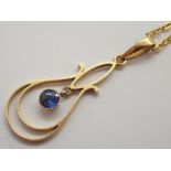 Edwardian 15ct gold and sapphire pendant necklace 4.