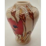 Moorcroft vase in the Harvest Poppy pattern H: 10 cm