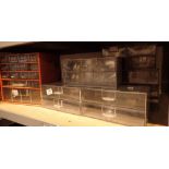 Six plastic drawers in cases each 24 x 12 x 5 cm and eighteen plastic drawers in cases each 11 x 12