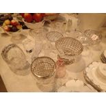 Large quantity of cut glass including graduated rose bowls