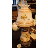 Reproduction electric spirit lamp with flowered body and matching shade CONDITION