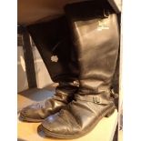 Lewis leather black motorcycle boots size 10 with zip to rears