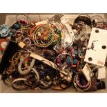 Tray of unsorted costume jewellery