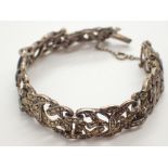 Silver marcasite bracelet made in England 37g