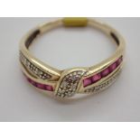 9ct gold ruby and diamond knot ring size S