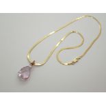 Silver fancy gold plated necklace with silver gold plated amethyst pendant 6.