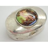 925 silver pill box with nude enamel L: 3.