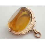 Large 9ct yellow gold citrine set spinner 12g