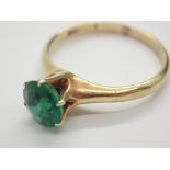 14ct gold ring set with green stone size L / M 3.