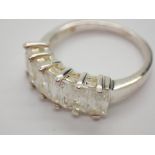 925 silver six stone emerald cut ring size K 2.