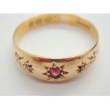 18ct gold ruby ring size R 3.