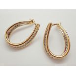 9ct gold fancy diamond set hoop earrings 1.00ct 4.