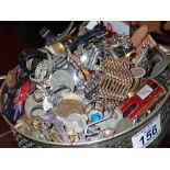 Container of unsorted jewellery coins buttons lighters etc