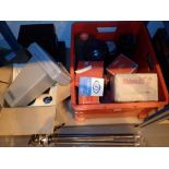 Polaroid ED10 camera Vivtar slide printer and a box of vintage Patterson developing equipment