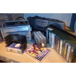 Sony tape player and Hitachi radio with some tapes