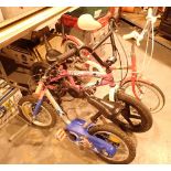 Three child's bicycles B Twin and Zinc with a retro Raleigh Splash