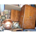 Box of mixed brass and wooden cases