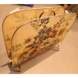 Retro fibreglass magazine rack with two brass door plates and single handle