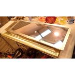 Two gilt and one platinum edge rectangular wall mirrors