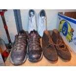 Pair of steel toed safety trainers suede Kost boots and Crane golf shoes all size 10