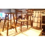 Collection of mixed furniture including stools walnut etc