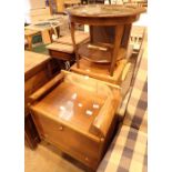 Mixed furniture including circular mirror topped coffee table three drawer bedside cabinet small