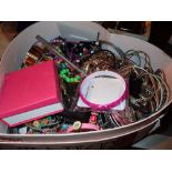 Box of unsorted costume and fashion jewellery