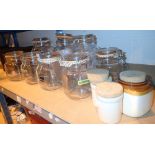 Quantity of Kilner jars with some earthenware ceramics