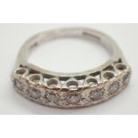 18ct white gold vintage style seven stone diamond ring size I 0.33ct 3.