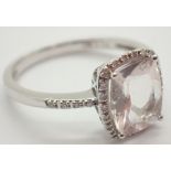 9ct white gold morganite and diamond ring size S RRP £1000.00 3.