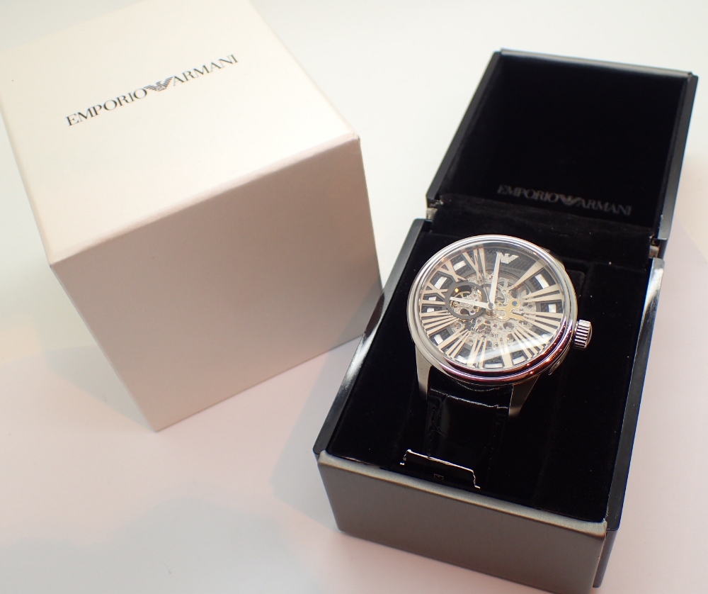 Emporio Armani automatic skeleton wristwatch