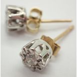 Pair of 9ct gold diamond solitaire earrings