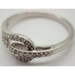 TGGC silver diamond loop ring size S 2.