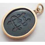 9ct gold intaglio onyx pendant 4.