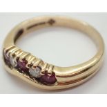 9ct gold ruby and diamond ring size L / M 2.