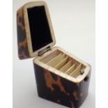 Antique tortoiseshell ring box with seven compartments 5 x 3.