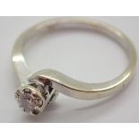 9ct white gold and diamond solitaire ring size L 2.2g 0.