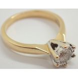 18ct yellow gold diamond solitaire ring size L 4.4g 0.