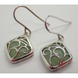 Presumed silver jade drop earrings