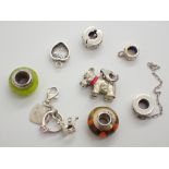 Collection of silver charms including Pandora 20g