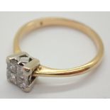 18ct gold four stone Princess cut diamond ring size N