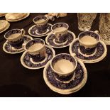 Adams blue and white coffee set and two
