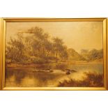 A H BARNES Large framed oil on canvas of