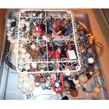 Tray of beaded necklaces