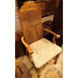 Beech framed Bergere armchair with uphol