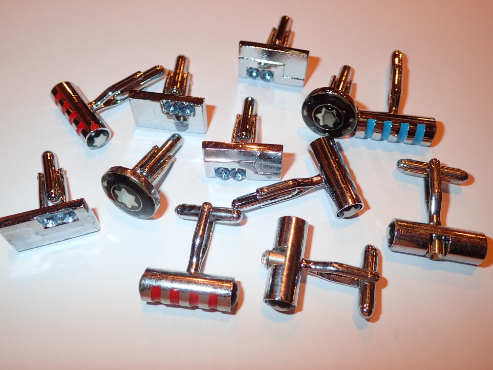 Six pairs of modern chrome plated cuffli