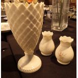 Large Irish Beleek vase and a pair of Do