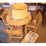 Circular pine extending table with four