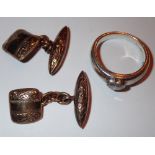 Pair of 925 silver gilt cufflinks and a